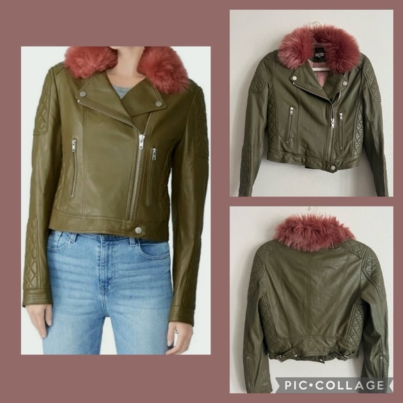 SAMANTHA SIPOS Faux Fur Moto Leather Jacket - Picture 3 of 17